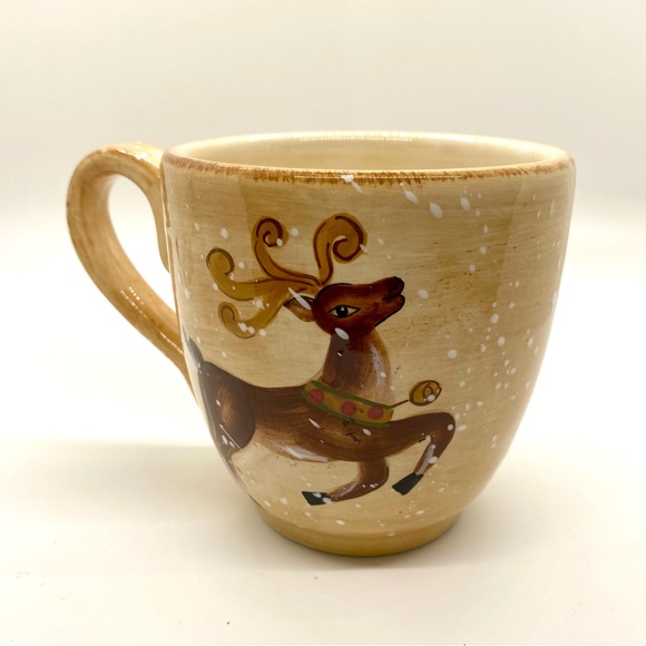 Tabletops Unlimited • Hand Painted Winter Wonderland Reindeer Mug 20oz - Picture 5 of 15